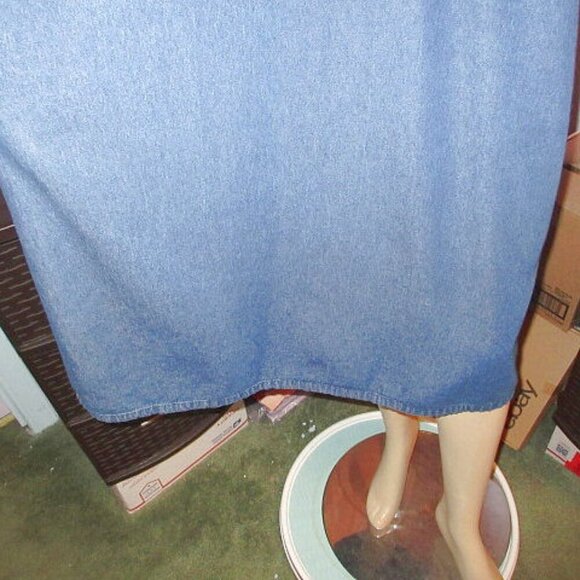 Vermont Country Store Denim Midi Dress Size S Embroidered Pockets Modest Western - Picture 4 of 10